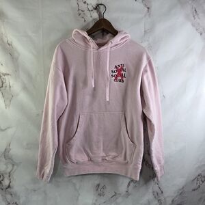 Antisocial Social Club Hoodie Mens Small Pink Sweatshirt Pullover